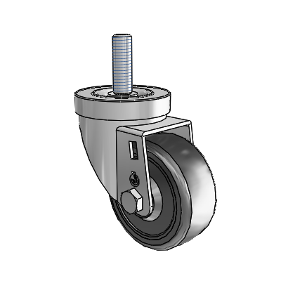 30 Series Threaded Stem Zinc Swivel Caster with 3 x 1.25 Cushion Rubber Wheel