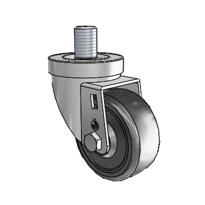 30 Series Threaded Stem Zinc Swivel Caster with 3 x 1.25 Cushion Rubber Wheel