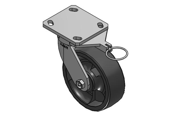 Roulette pivotante sans pivot central de la série 110 avec plaque supérieure, équipée de 6 roues en nylon DT gris foncé de type 2 – Roue en nylon renforcé de fibre de verre pour usage intensif
