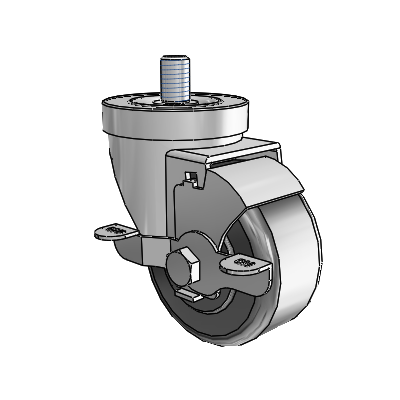30 Series Threaded Stem Zinc Swivel Caster with 3 x 1.5 Phenolic Wheel and VertiLoc Brake