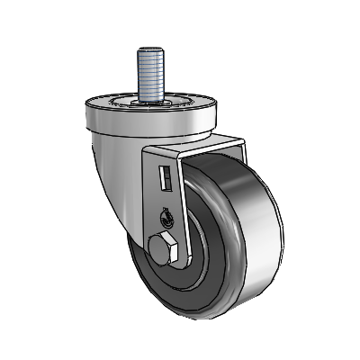 30 Series Threaded Stem Zinc Swivel Caster with 3 x 1.5 Phenolic Wheel