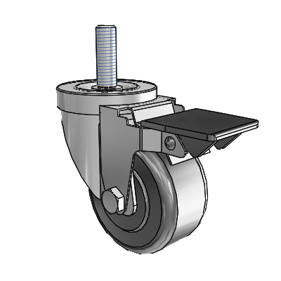 30 Series Threaded Stem Zinc Swivel Caster with 3 x 1.5 Phenolic Wheel and PosiLoc Brake