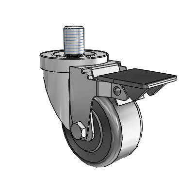 30 Series Threaded Stem Zinc Swivel Caster with 3 x 1.5 Phenolic Wheel and PosiLoc Brake
