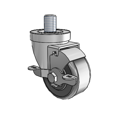 30 Series Threaded Stem Zinc Swivel Caster with 3 x 1.5 Phenolic Wheel and VertiLoc Brake