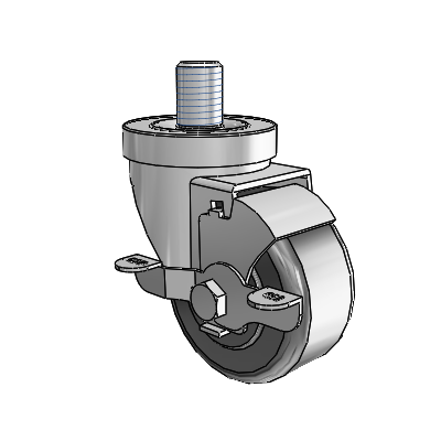 30 Series Threaded Stem Zinc Swivel Caster with 3 x 1.5 Phenolic Wheel and VertiLoc Brake