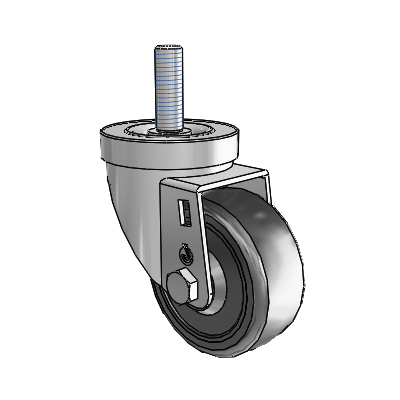 30 Series Threaded Stem Zinc Swivel Caster with 3 x 1.25 Cushion Rubber Wheel