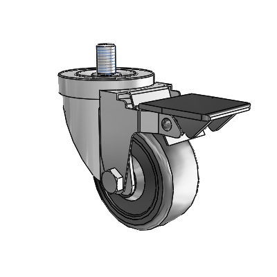 30 Series Threaded Stem Zinc Swivel Caster with 3 x 1.25 Cushion Rubber Wheel and PosiLoc Brake