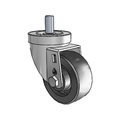 30 Series Threaded Stem Zinc Swivel Caster with 3 x 1.25 Polyolefin Wheel