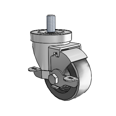 30 Series Threaded Stem Zinc Swivel Caster with 3 x 1.25 Polyolefin Wheel and VertiLoc Brake