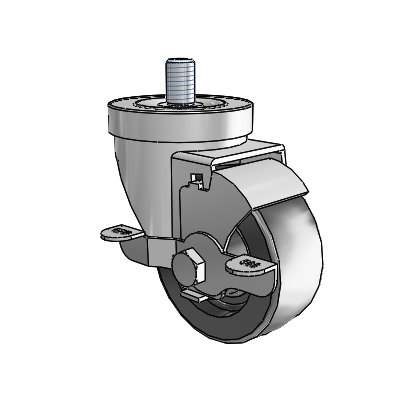 30 Series Threaded Stem Zinc Swivel Caster with 3 x 1.25 Polyolefin Wheel and VertiLoc Brake