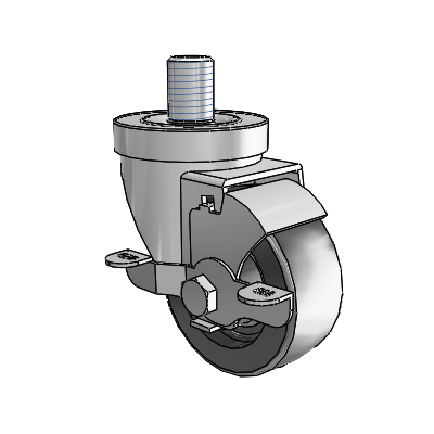 30 Series Threaded Stem Zinc Swivel Caster with 3 x 1.25 Polyolefin Wheel and VertiLoc Brake