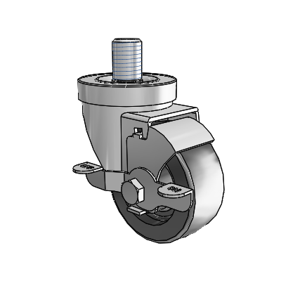 30 Series Threaded Stem Zinc Swivel Caster with 3 x 1.25 Polyolefin Wheel and VertiLoc Brake