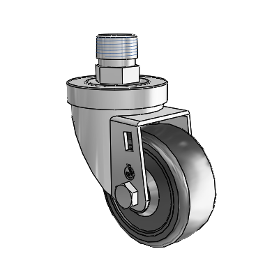 30 Series Pipe Thread Stem Zinc Swivel Caster with 3 x 1.25 Cushion Rubber Wheel