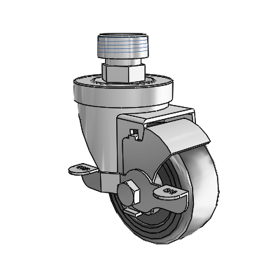 30 Series Pipe Thread Stem Zinc Swivel Caster with 3 x 1.25 Hard Rubber Wheel and VertiLoc Brake