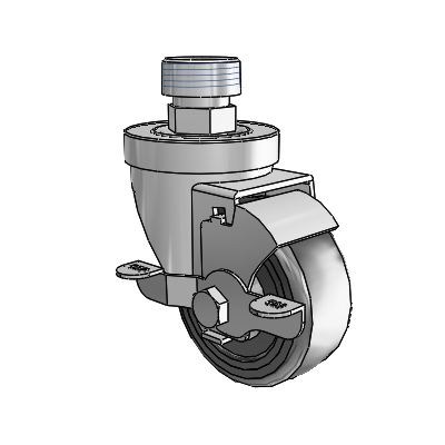 30 Series Pipe Thread Stem Zinc Swivel Caster with 3 x 1.25 Hard Rubber Wheel and VertiLoc Brake