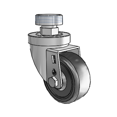 30 Series Pipe Thread Stem Zinc Swivel Caster with 3 x 1.25 Cushion Rubber Wheel