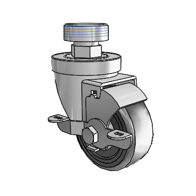 30 Series Pipe Thread Stem Zinc Swivel Caster with 3 x 1.25 Hard Rubber Wheel and VertiLoc Brake