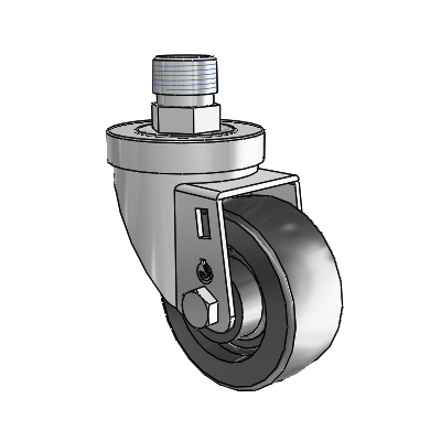 30 Series Pipe Thread Stem Zinc Swivel Caster with 3 x 1.25 Polyolefin Wheel