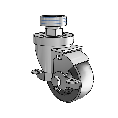 30 Series Pipe Thread Stem Zinc Swivel Caster with 3 x 1.25 Polyolefin Wheel and VertiLoc Brake