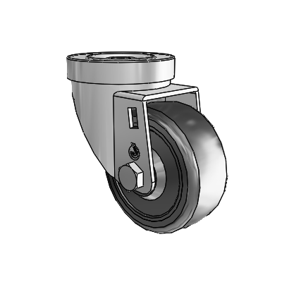 30 Series Hollow Kingpin Zinc Swivel Caster with 3 x 1.25 Cushion Rubber Wheel