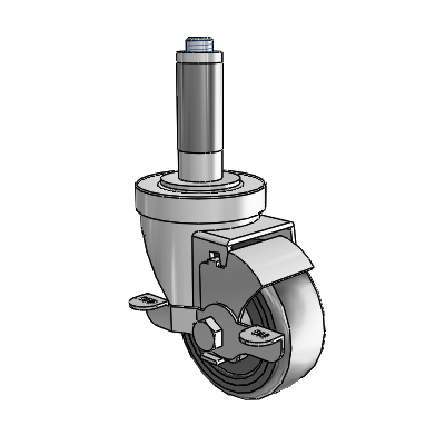 30 Series Expanding Adapter Zinc Swivel Caster with 3 x 1.25 Hard Rubber Wheel and VertiLoc Brake