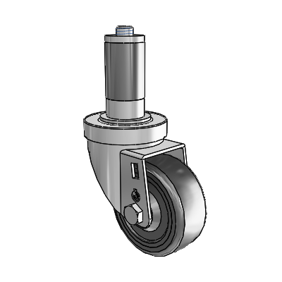 30 Series Expanding Adapter Zinc Swivel Caster with 3 x 1.25 Hard Rubber Wheel