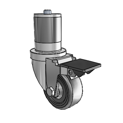 30 Series Expanding Adapter Zinc Swivel Caster with 3 x 1.25 Hard Rubber Wheel and PosiLoc Brake