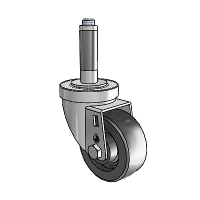 30 Series Expanding Adapter Zinc Swivel Caster with 3 x 1.25 Polyolefin Wheel