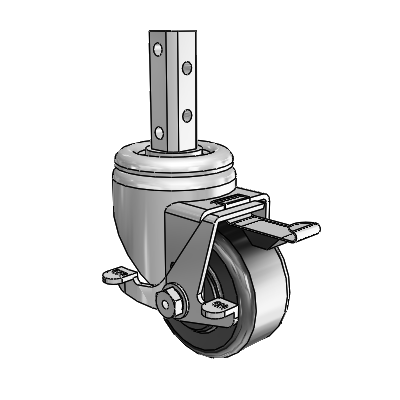 3 Series Square Stem Zinc Swivel Caster with 3 x 1.5 Black Phenolic Wheel and Top Lock Brake