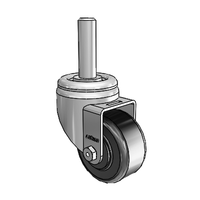 3 Series Round Stem Zinc Swivel Caster with 3 x 1.5 Black Phenolic Wheel