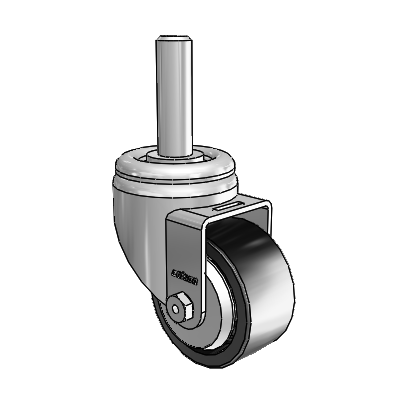 3 Series Round Stem Zinc Swivel Caster with 3 x 1.5 Black Polyolefin Wheel