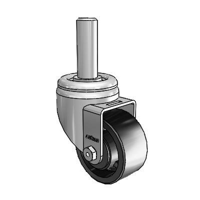 3 Series Round Stem Zinc Swivel Caster with 3 x 1.5 Black Polyolefin Wheel