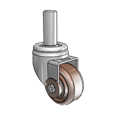 3 Series Round Stem Zinc Swivel Caster with 3 x 1.5 Brown Thermo Wheel