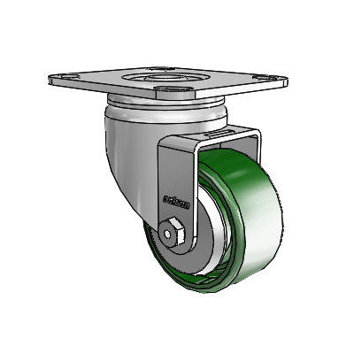 3 Series Casters Top Plate Swivel Zinc with 3 x 1.5 Green Cast Iron Wheel