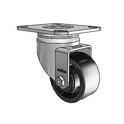 3 Series Casters Top Plate Swivel Zinc with 3 x 1.5 Black Polyolefin Wheel
