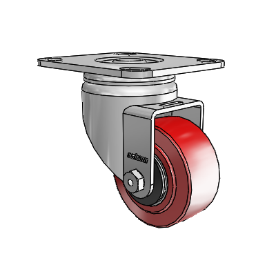 3 Series Casters Top Plate Swivel Zinc with 3 x 1.5 Maroon on Grey Polyurethane HI-TECH Wheel