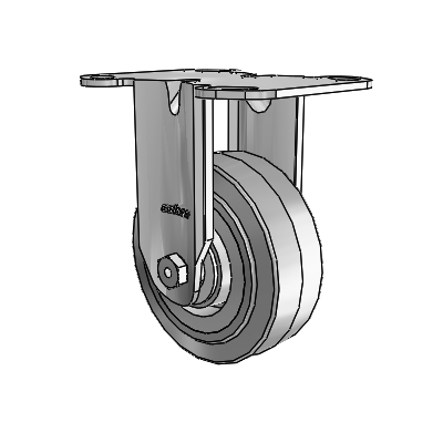 3 Series Casters Top Plate Rigid Zinc with 4 x 1.5 Grey on Grey Performa Rubber (Flat/Grey) Wheel