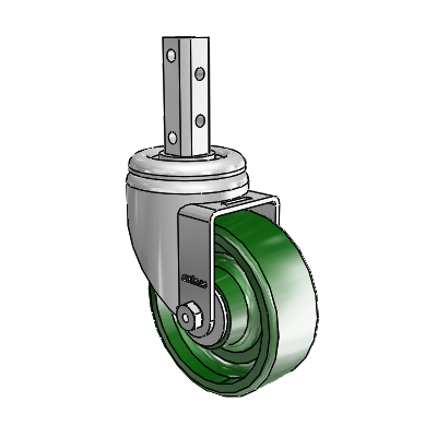 3 Series Square Stem Zinc Swivel Caster with 4 x 1.5 Green Cast Iron Wheel