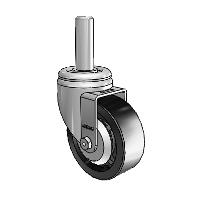 3 Series Round Stem Zinc Swivel Caster with 4 x 1.5 Black Polyolefin Wheel