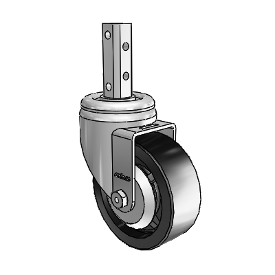 3 Series Square Stem Zinc Swivel Caster with 4 x 1.5 Black Polyolefin Wheel