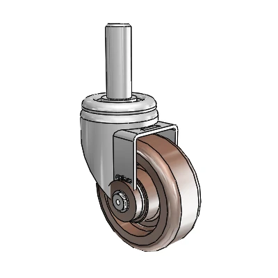 3 Series Round Stem Zinc Swivel Caster with 4 x 1.5 Brown Thermo Wheel