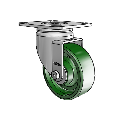 3 Series Casters Top Plate Swivel Zinc with 4 x 1.5 Green Cast Iron Wheel