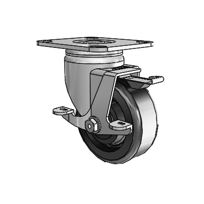 3 Series Casters Top Plate Swivel Zinc with 4 x 1.5 Black Phenolic Wheel and Top Lock Brake