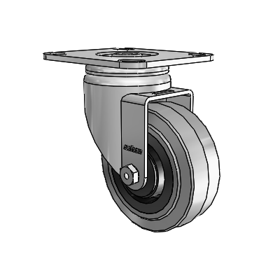 3 Series Casters Top Plate Swivel Zinc with 4 x 1.5 Grey on Black Performa Rubber (Flat/Conductive) Wheel
