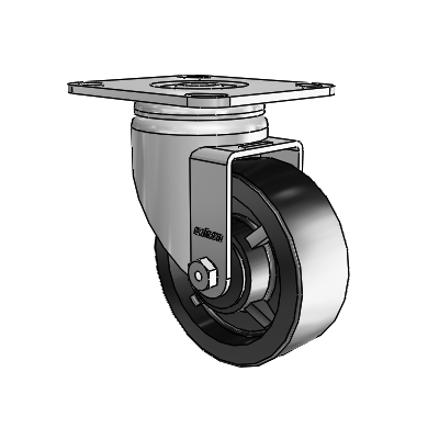 3 Series Casters Top Plate Swivel Zinc with 4 x 1.5 Black Polyolefin Wheel