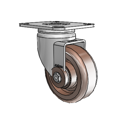 3 Series Casters Top Plate Swivel Zinc with 4 x 1.5 Brown Thermo Wheel