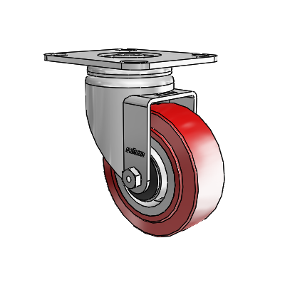 3 Series Casters Top Plate Swivel Zinc with 4 x 1.5 Maroon on Grey Polyurethane HI-TECH Wheel