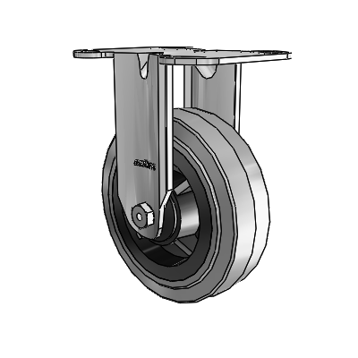 3 Series Casters Top Plate Rigid Zinc with 5 x 1.5 Grey on Black Performa Rubber (Flat/Conductive) Wheel