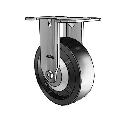 3 Series Casters Top Plate Rigid Zinc with 5 x 1.5 Black Polyolefin Wheel
