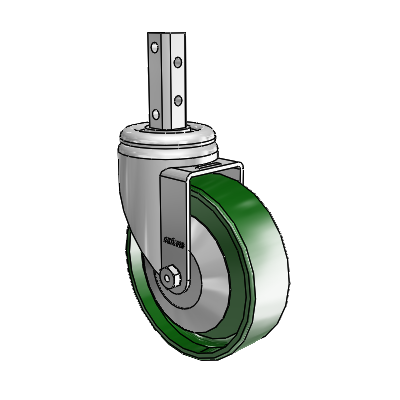 3 Series Square Stem Zinc Swivel Caster with 5 x 1.5 Green Cast Iron Wheel